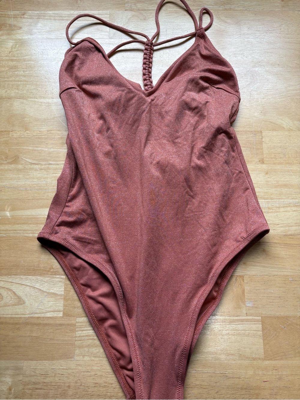 Cupshe Rust Terracotta One-Piece Swimsuit with Braided Back